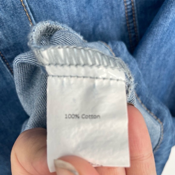 Allegra K Womens Blue Button Down Long Sleeve Collared Denim Shirt Dress Size XS - Picture 9 of 12